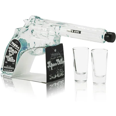 Hijos de Villa Tequila Blanco Silver Revolver Glass Bottle
