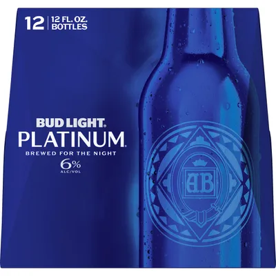 Bud Light Platinum Beer - 12 Pack Bottles 144.00 Fl Oz