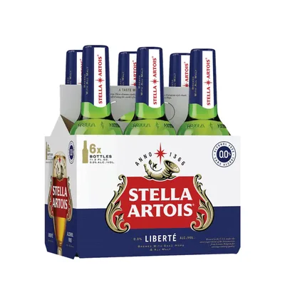Stella Artois Zero Non Alcoholic Beer, 6 Pack Bottles