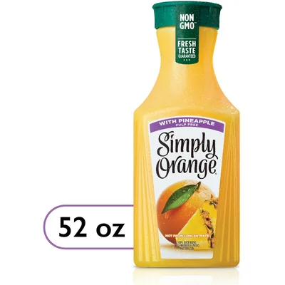 Simply Orange Juice Blend, With Pineapple, Pulp Free 52 Fl Oz