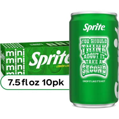 Sprite Lemon Lime Mini Soda Pop Soft Drink 7.5 Fl Oz 10 Pack Cans