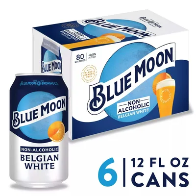 Blue Moon Non Alcoholic Belgian White Craft Beer 6 Pk Cans