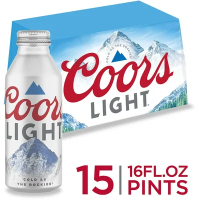 Coors Light Lager Beer, 16 Oz / 15 Pack Aluminum Bottles