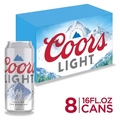 Coors Light Lager Beer, 8 Pack, 16 Fl. Oz. Cans, 4.2% ABV
