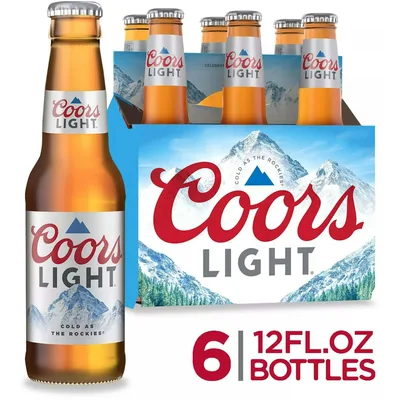 Coors Light Lager Beer, 6 Pack, 12 Fl. Oz. Bottles, 4.2% Abv