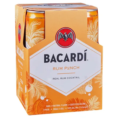 Bacardi Cocktail, Rum Punch, 4 Pack