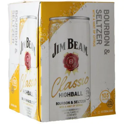 Jim Beam Classic Highball Bourbon & Seltzer 4pk Cans
