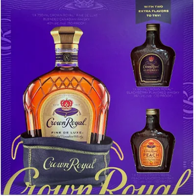 Crown Royal Canadian Whisky W/ 8oz Flask 750mL Gift Set