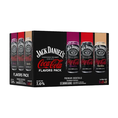 Jack Daniel's Coca-Cola Flavors Variety Pack, 6-Pack, 355 mL Cans