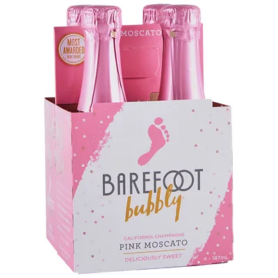 Barefoot Bubbly Pink Moscato Champagne Sparkling Wine 4 187 Ml