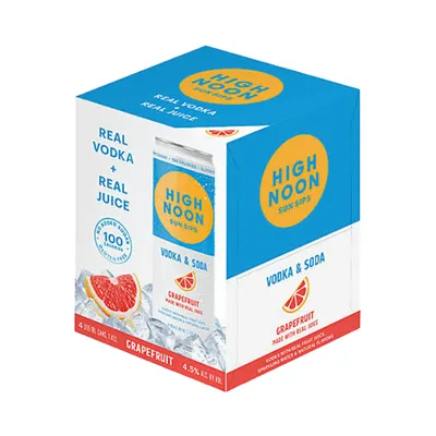 High Noon Grapefruit Vodka Hard Seltzer, 4 Pack, 355ml Cans