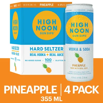 High Noon Sun Sips Vodka Hard Seltzer Pineapple 4pk Cans