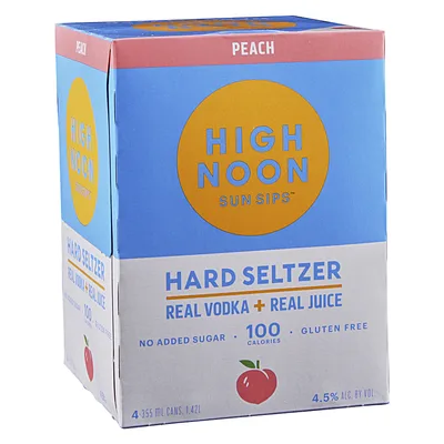 High Noon Sun Sips Peach Vodka & Soda Hard Seltzer 4pk