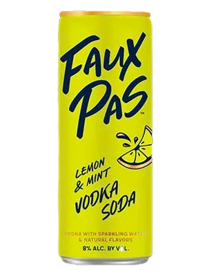 Faux Pas Lemon & Mint Vodka Soda 4p Can 12oz
