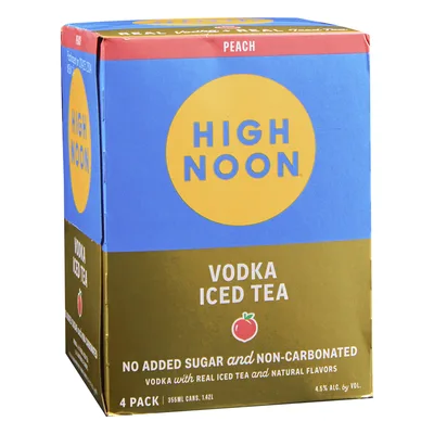 High Noon Peach Vodka Iced Tea 4pk Cans 355mL