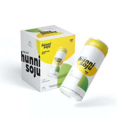 Hunni Sparkling Soju, Yuzu + Elderflower, 4 Pack