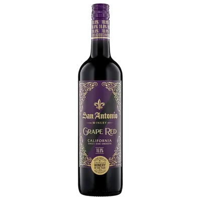 San Antonio Specialty Winery Grape Red California 16% Sweet And Smooth 750ml