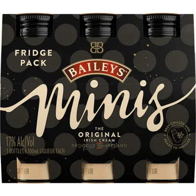 Bailey's Minis Original Irish Cream Liqueur 3pk 100ml