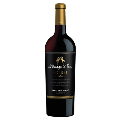 Menage a Trois Dark Red Blend Midnight California Wine, 750 Ml