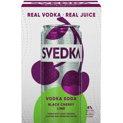 Svedka Black Cherry Lime Vodka Soda Cocktail - 4pk/355ml Cans