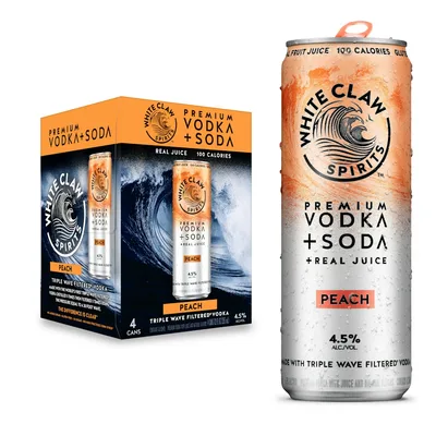 White Claw Spirits Vodka + Soda, Premium, Peach