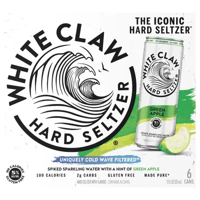 White Claw Green Apple Hard Seltzer 6pk 12oz Can