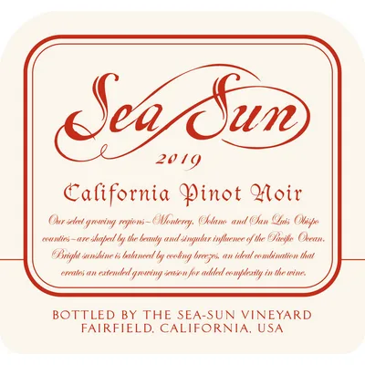 Sea Sun Pinot Noir California 750 Ml