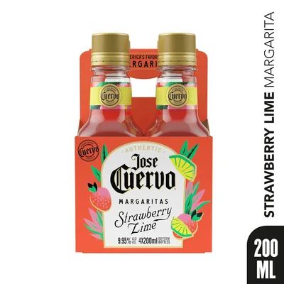 Jose Cuervo Strawberry Lime Authentic Margarita, 4 Pack 200 Ml