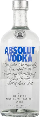 Absolut 80 Proof Vodka, 750 Ml