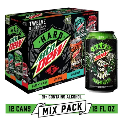Mtn Dew Mountain Hard Zero Sugar Malt Flavored Beverage Variety Mix Pack