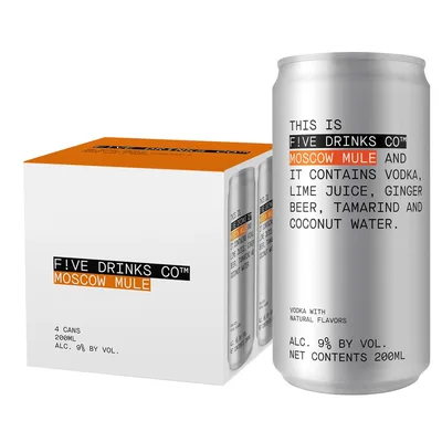 Five Drinks Co. Moscow Mule 200ml 4-Pack Can