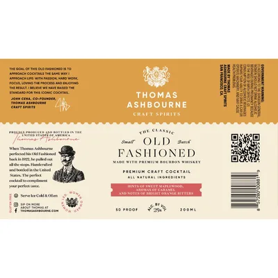 Thomas Ashbourne Classic Old Fashioned - 375ml Bottle