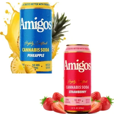 Lifted Smoke Shops Amigos Thc 50mg Soda 16oz. Can 4 Per Pack