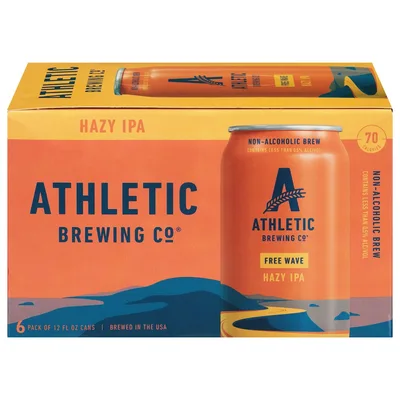 Athletic Brewing Co Free Wave Non Alcoholic Hazy IPA 6 Pack/12oz Cans