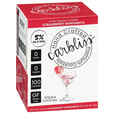 Carbliss Cocktail Strawberry Margarita 4pk 12oz. Cans