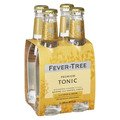 Fever Tree Premium Indian Tonic Water, 4 Pack, 6.8 Fl Oz Bottles