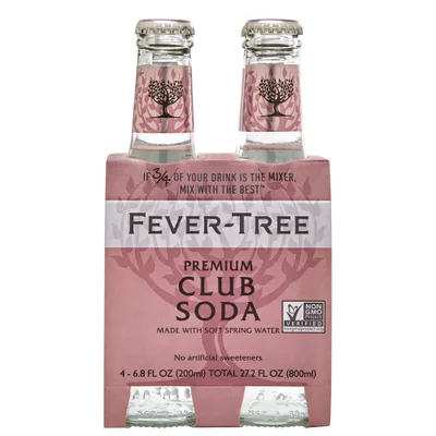 Fever-Tree Premium Club Soda 4 Pack/6.8oz Bottles